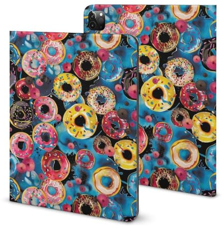 Compatible with iPad Pro 11 Inch Case 1st/2nd/3rd/4th Generation (2018-2021/2020/2022), Abstract Donut Color Print Slim Pro Cover 11 Inch for Auto Wake/Sleep with Pencil Holder and Stand