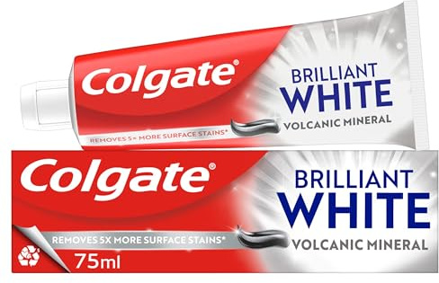 Colgate Advanced White Baking Soda & Volcanic Ash Toothpaste, 75ml (12-Pk) | Mint Flavoured Toothpaste, Fights Cavities, Freshens Breath & Helps Remove Plaque, Whiter Teeth in 7 days