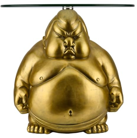 Couchtisch SUMO 54cm - gold transparent - Sicherheitsglas - robust Unikat | Handgefertigt, hochwertig, glamouröses Flair, eleganter Look, für Wohnräume, Ablagefläche, Eyecatcher