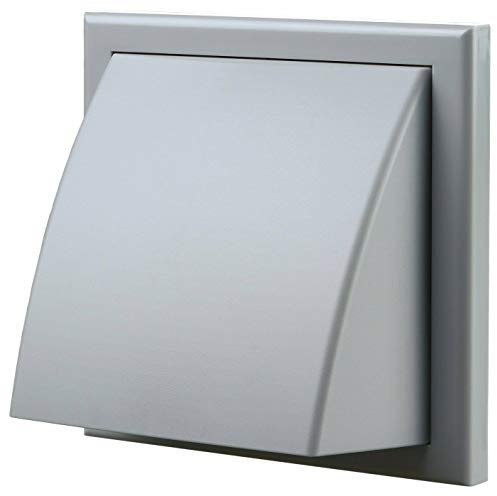 Blauberg UK Decor 185X185/125HK Grey Plastic Cowled Hooded Air Ventilation Wall Grille with Round Spigot and Wind Baffle Backdraught Shutter, 125mm