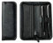 DELMON VARONE - Personalisierbares Schreibgeräte Etui aus Soft Grain Leder schwarz, Echtleder Stifteetui mit Reißverschluss für 2 Schreibgeräte, Federetui für hochwertige Kugelschreiber & Füller