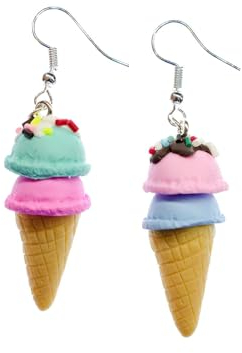 Miniblings Eis Waffeleis Ohrringe Miniblings Hänger Eiscreme Streuseln Kugeleis 2 Kugeln