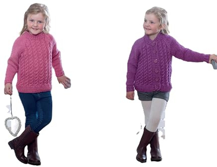 King Cole 4989 Knitting Pattern Childrens Raglan Sweater and Cardigan in King Cole Big Value Chunky