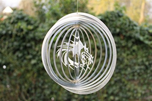 Manufaktur Lichtbogen Edelstahl Windspiel Kreis Drachenkopf - Drache - 19 cm
