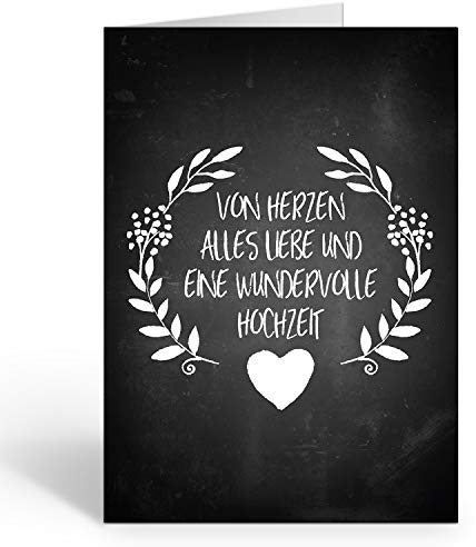 XXL Glückwunschkarte (A4) | zur Hochzeit | mit Umschlag | Tafel-Look schwarz | edle und hochwertige Klappkarte | Große Design Karte zum Verschenken | Maxi Karte Überformat