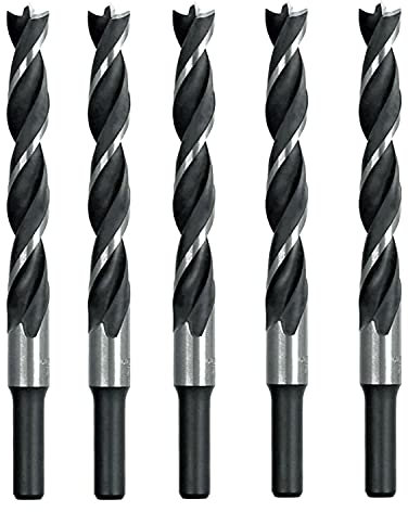 Wood Brad Point Drill Bit Set 1/2 In. Spur Point Stubby Woodworking Twist Drill Bits-5Pcs