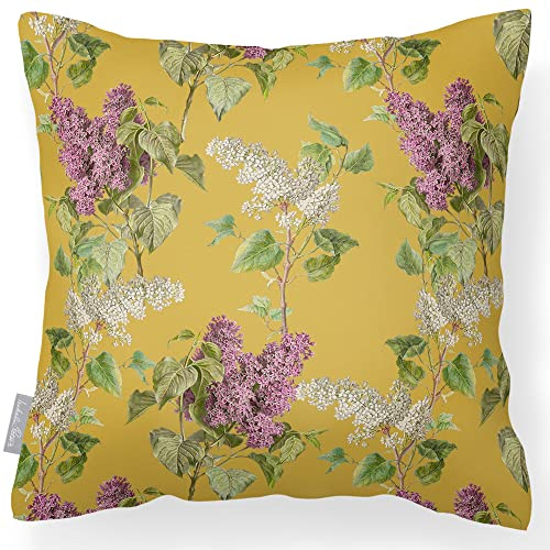 Izabela Peters Waterproof Outdoor Cushion, 43 cm, Filled, Evening Garden - Mustard, Garden Furniture Seat Cushions for Chairs