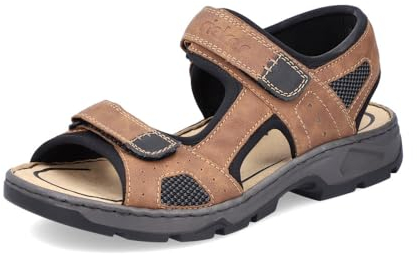 Rieker Men Sandals 26156, Men´s Strappy Sandals,Summer Shoe,Summer Sandal,Comfortable,Flat,Brown (Braun Kombi / 25),44 EU / 9.5 UK
