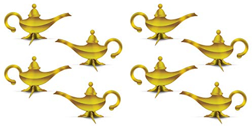 Beistle 53583 Magische Genie-Lampe, 8 Stück für arabische Nächte, marokkanische Mottopartys und indische Prinzessinnen-Geburtstag, Papier, gold
