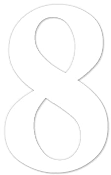 Zahlen-Aufkleber Nr. 8 in weiß I Höhe 30 cm I selbstklebende Haus-Nummer, Ziffer zum Aufkleben für Außen, Briefkasten, Tür I wetterfest I kfz_465_8