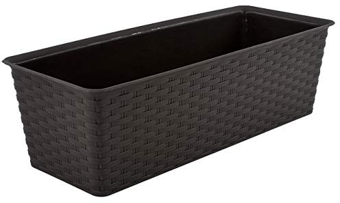 My-goodbuy24 Hochwertiger Blumenkasten aus Kunststoff - Rattanoptik - UV-Beständig - Pflanzgefäß mit Bodenlöchern - Übertopf - für Innen- und Außenbereiche (50cm, Braun)