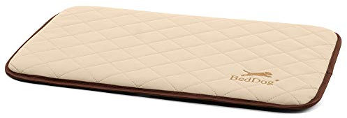 BedDog® Gesteppte Hundematte Nelly - Komfortables Hundekissen, langlebige Haustier-Unterlage aus Kunstleder, Hundebett, M (60x40cm), Melange, beige