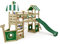 WICKEY Spielturm Klettergerüst StormFlyer mit Schaukel & grüner Rutsche, Outdoor Kinder Kletterturm mit Sandkasten, Leiter & Spiel-Zubehör für den Garten