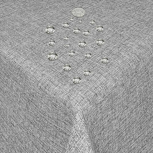 Tischdecke Stoff Damast Leinen-Optik Jacquard mit Fleckschutz eckig 130x220 cm Grau