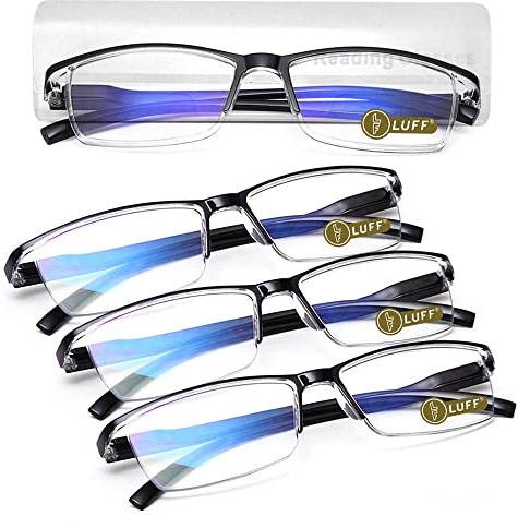 LUFF 4Pcs Anti-Blue-Ray-Lesebrille Tragbare Ultraleichtleser(3.0X)