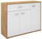 IDIMEX Buffet Salle à Manger CORLAINE L 88 cm Coloris chêne Sauvage et Blanc avec 1 tiroir et 3 Portes, bahut Bas, Meuble de Rangement Style Moderne, 88 x 70 x 30 cm