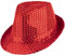 dressforfun 901028 Unisex Pailletten Glitzer Hut, breite Krempe, feines Hutband - diverse Farben - (rot | Nr. 304577)