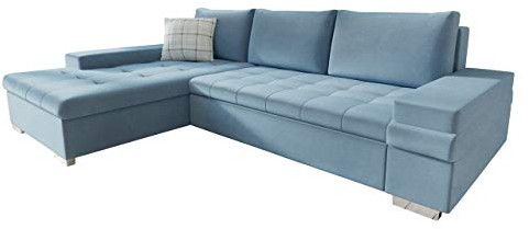 Mirjan24 Ecksofa Bangkok Mini, Moderne Eckcouch mit Schlaffunktion und Bettkasten, Ecksofa für Wohnzimmer, Gästezimmer, Couch L-Form, Wohnlandschaft (Magic Velvet 2260 + Senegal 818)