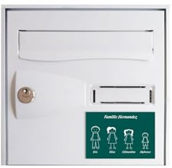 Plaque de maison Family personnalisée avec 4 membres pour boite aux lettres - Format 12x8 cm - Couleur vert foncé