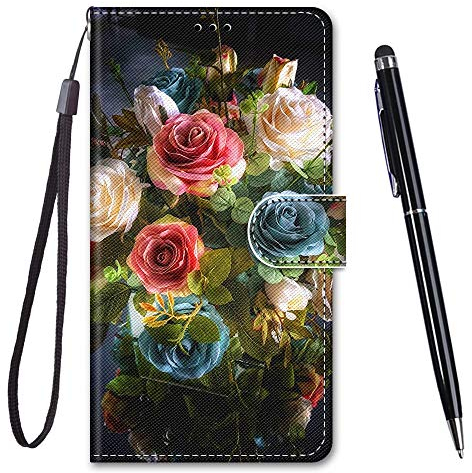Toucasa Handyhülle für Xiaomi Redmi 6A Hülle,Premium Brieftasche PU Leder Flip [Kreativ Gemalt] Stoßfeste Case Handytasche Klapphülle für Xiaomi Redmi 6A (Rosenstrauß)