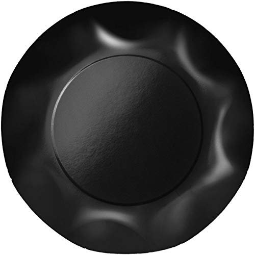 Zeus Party Piatti Piani Carta Plastificata Tinta Unita con Bordi Ondulati 25cm (Nero)