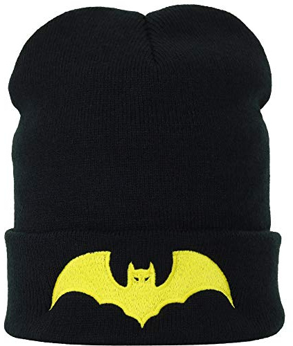 EXPRESS-STICKEREI Haube mit Fledermaus Motiv Superhelden Beanie für Damen und Herren - Warme Wintermütze mit Spruch - Lustige Strickmütze - Unisex Wollmütze