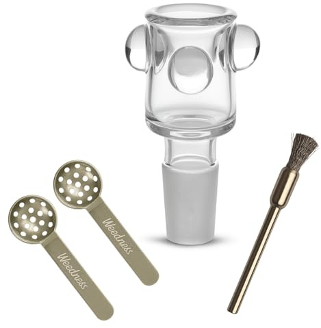 Weedness Bong-Glas-Kopf 14,5 mm Schliff Ring 3-teiliges Set - Steckkopf Chillum Adapter Bong Zubehör Köpfchen Head Aufsatz Bowl