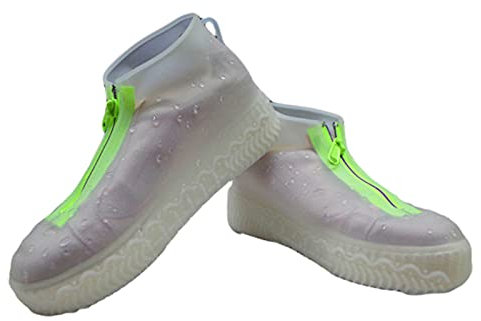 Nicoone Cubierta del Zapato, Fundas de Zapatos Reutilizables 1 par de Fundas de Silicona Impermeables para Zapatos Fundas de Zapatos de Lluvia Antideslizantes Plegables con Cremallera