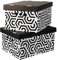 SOFTILLO Cardboard Storage Boxes with Lid Decorative Wardrobe, Closet, Home & Office Organiser with Handle Flat-Packed, Stackable File Box Gift for Adults & Kids Set of 2 Large Geometric Maze
