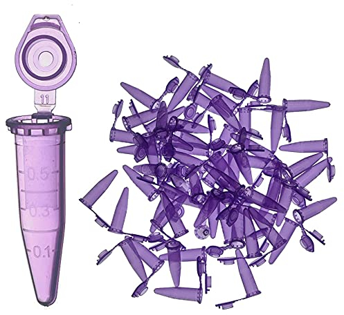 MUHWA Lot de 1000 microtubes à centrifuger gradués en polypropylène avec capuchon à clipser Violet Contenance de 0,5 ml