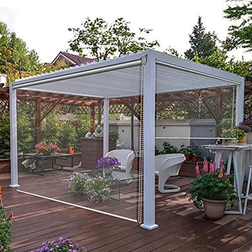Stores enrouleurs Rideau de soleil pour tonnelle Pergola Veranda, imperméable À Rouleau Transparents Extérieurs,pour L'extérieur Balcon/Couloir/Porche/Pergola ,45/65/85/1(Size:145×180cm(57×70.8))