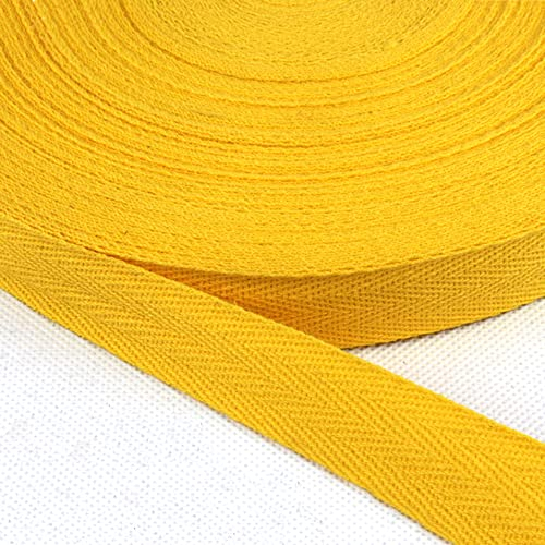 Baumwolle Schrägband,25 Yards x 20mm Einfassband Köperband Nahtband Baumwollband Textilband Fischgrätenband Köperband Wimpelband Twillband Webbing Band für Schneidern DIY-Nähen Basteln,Gelb