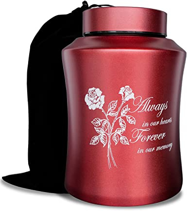 Large Cremation Urns for Adult Human Ashes, Up to 160 lbs Decorative Urn with Flower Design for Female Male Ashes with Velvet Bag(Rose of Love)