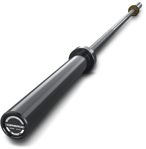E.T.ENERGIC Olympische Langhantelstange, 20 kg, schwarz, für Herren, 680 kg, Kapazität für Gewichtheben, Powerlifting, Fitnessstudio, Heimübungen, mit harten Chrom-Ärmeln für 5,1 cm olympische Platten