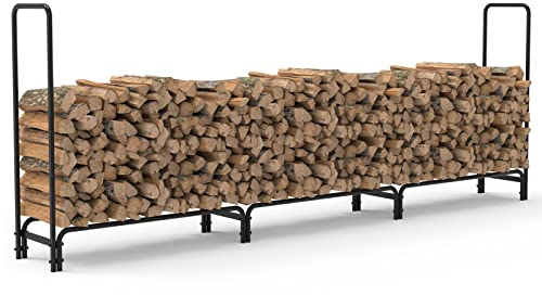 unho Kaminholzregal Aussen Metall, XXXL Brennholzregal Außen, Länge verstellbar, Feuerholzregal Outdoor Kaminholzunterstand, Kaminholzlager 345 x 35 x 117 cm, Gewichtskapazität bis 408 kg