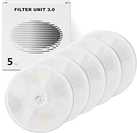 VinDox Trinkbrunnen Filter, 5 Stück Ersatzfilter kompatibel mit 1,85L Katzen Trinkbrunnen 2.0 & 3.0 Katzen Hunde Trinkbrunnen Wasserspender