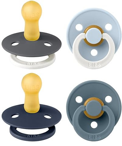 BIBS Colour Schnuller 4er-Pack, BPA-frei. 2 stück im Dunkeln Leuchtende, Kirschform Nippel. Naturkautschuk/Latex, Hergestellt in Dänemark. 6-18 Monate (4er Pack), Petrol Glow Mix