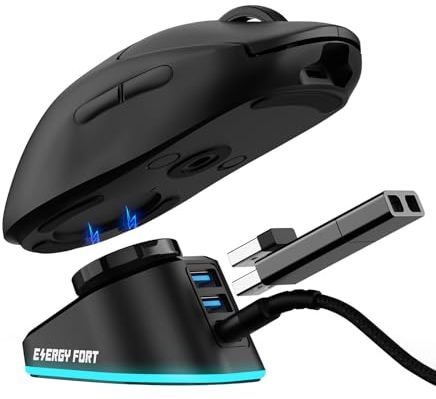 Dock Ricarica Mouse Wireless Gaming Logitech Razer, Caricatore Veloce con Doppia USB RGB, Base Compatibile in particolare con G PRO X SUPERLIGHT 2, G502, Razer DeathAdder V2 Pro (Nero)