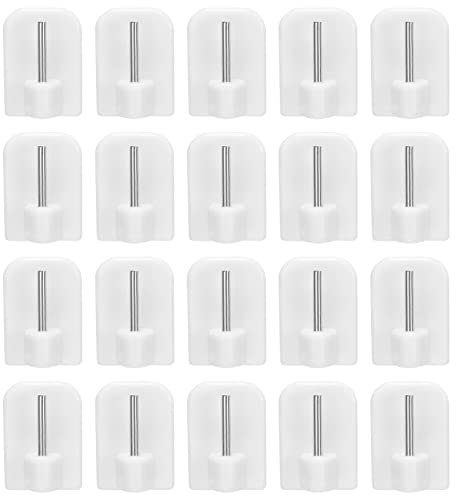 SWYSGS 20 ganchos de barra de cortina autoadhesiva para hoteles de baño familiar, ganchos pegajosos, blancos