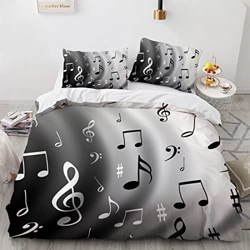 YURKO 3D Bettwäsche 135X200 Musik Mit 2 Kissenbezügen 80X80Cm Polyester Baumwolle Bettbezug Kein Bügeln 135 X 200 cm