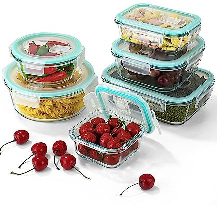 Frischhaltedose Set 12er Glasbehälter für Lebensmittel(6 Deckel&6 Behälter) Langlebige Lunchboxen mit Deckel Luftdichte Auslaufsicher und BPA-frei Vorratsdosen Glas Meal Prep Boxen Aufbewahrungsbox
