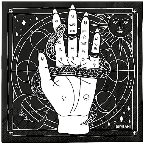 PARTYLOSOPHY 33 Stück - Doppellagige Servietten 33 x 33 cm mit Esoterik-Thema Handzeichnung - Halloween Tischdekoration, Esoterik Halloween, Esoterik Halloween Tisch.