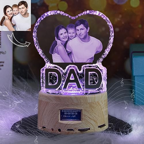 Angry Egg Boy Papa Geschenke, 3D Kristall-Fotorahmen Herzförmig, Personalisierte Geschenke für Papa, Rotation Kristall Fotorahmen Papa Vatertag Geburtstag Weihnachtsgeschenke