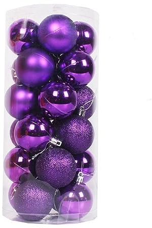 Herfair Weihnachtskugeln Kunststoff Set, Christbaumkugeln Deko, Weihnachtskugeln Weihnachtsdeko Plastik Kugel Saisonal Dekoration Geschenk Weihnachtsbaumschmuck Party (Lila,8cm)