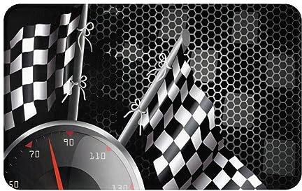 OPSREY Karierte Flagge Racing gedruckt Eingangsbereich Teppich Dekorative Fußmatte Haustür Teppich Waschbar Eingang Teppich