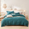 Michorinee Housse de Couette 220x240 Bleu Lac Parure de Lit 2 Personnes en Microfibre avec Fermeture Éclair, Parure Housse Couette Adulte Couleur Unie avec 2 Taie d'oreiller 65x65 cm