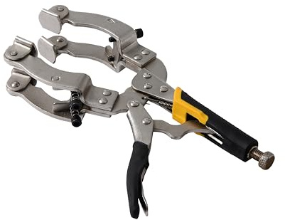 Locking C-Clamp Pipe and Tube Clamp with 4 Pads Vise Grip for Welding Woodworking 11'' Pipe Alignment Tools 2 to 3.5 Range Pipe Tube Welding Capacity Pipe Fit-Up Clamp