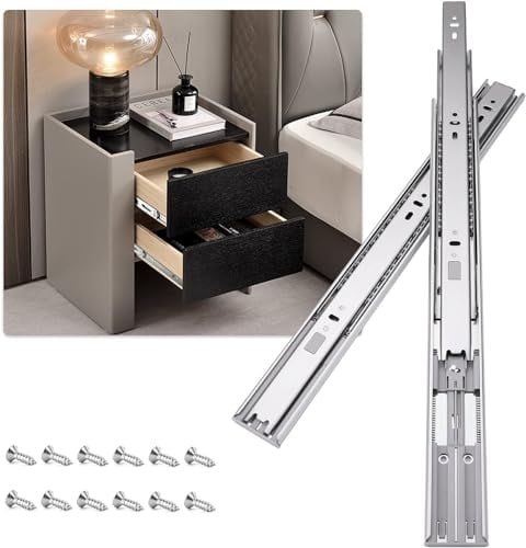 HLC 550mm Soft Close Drawer Runners Cabinet Drawer Slides Heavy Duty 45kg Load Capacity Full Extension Ball Bearing Self Close Slides for Kitchen Cabinet,Bedstand Drawers,Side Mount(1 Pairs，2 Pcaks