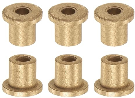 QUARKZMAN 6Stk Flansch Lager Hülse 4mm Bohrung 8mm AD 10mm Länge 2mm Flansch Dicke Bronze Buchse Selbstschmierende Gleitbuchsen Hülse für Industrieanlagen