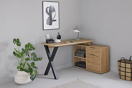Jahnke Eckschreibtisch X-Club C 40 E Montana Eiche/SCHWARZ